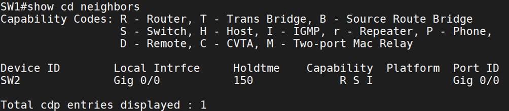 commande Show cdp neighbors