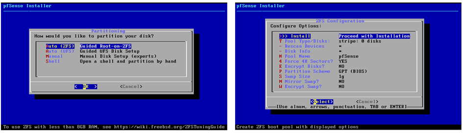 etape 3 et 4 Installation pfsense