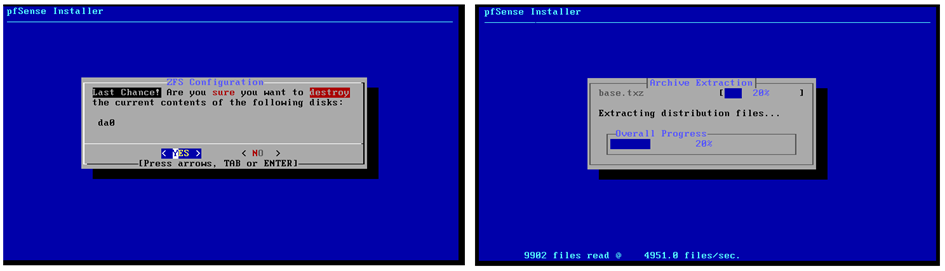 etape 7 et 8 Installation pfsense